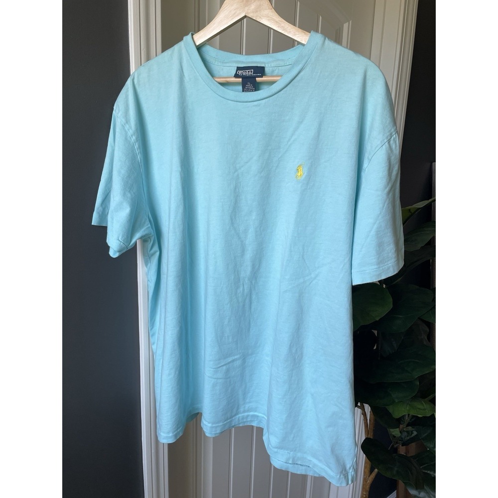 Polo by Ralph Lauren Men's Aqua Blue Crew Neck Short Sleeve XL Cotton Tee
